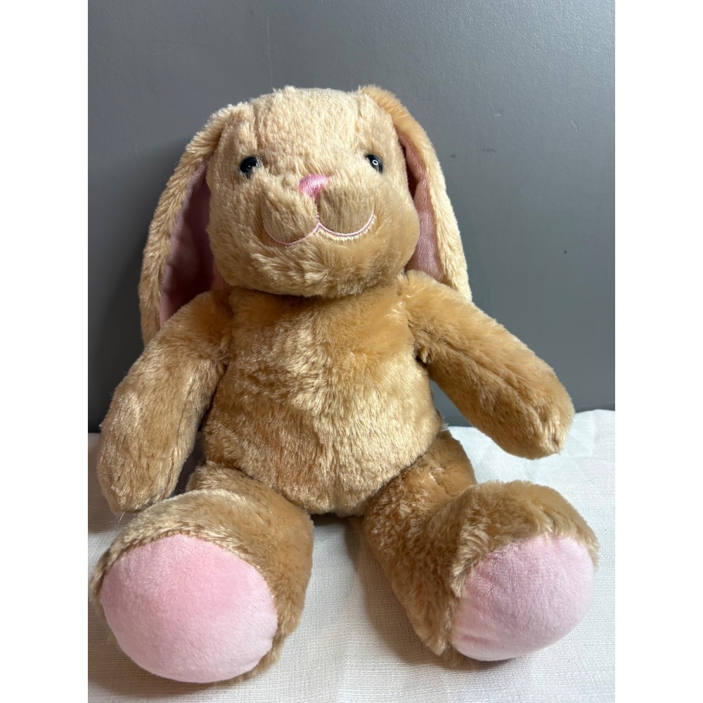 Build-A-Bear Workshop Tan Bunny Rabbit Plush Stuffed Animal Pink Ears Tail